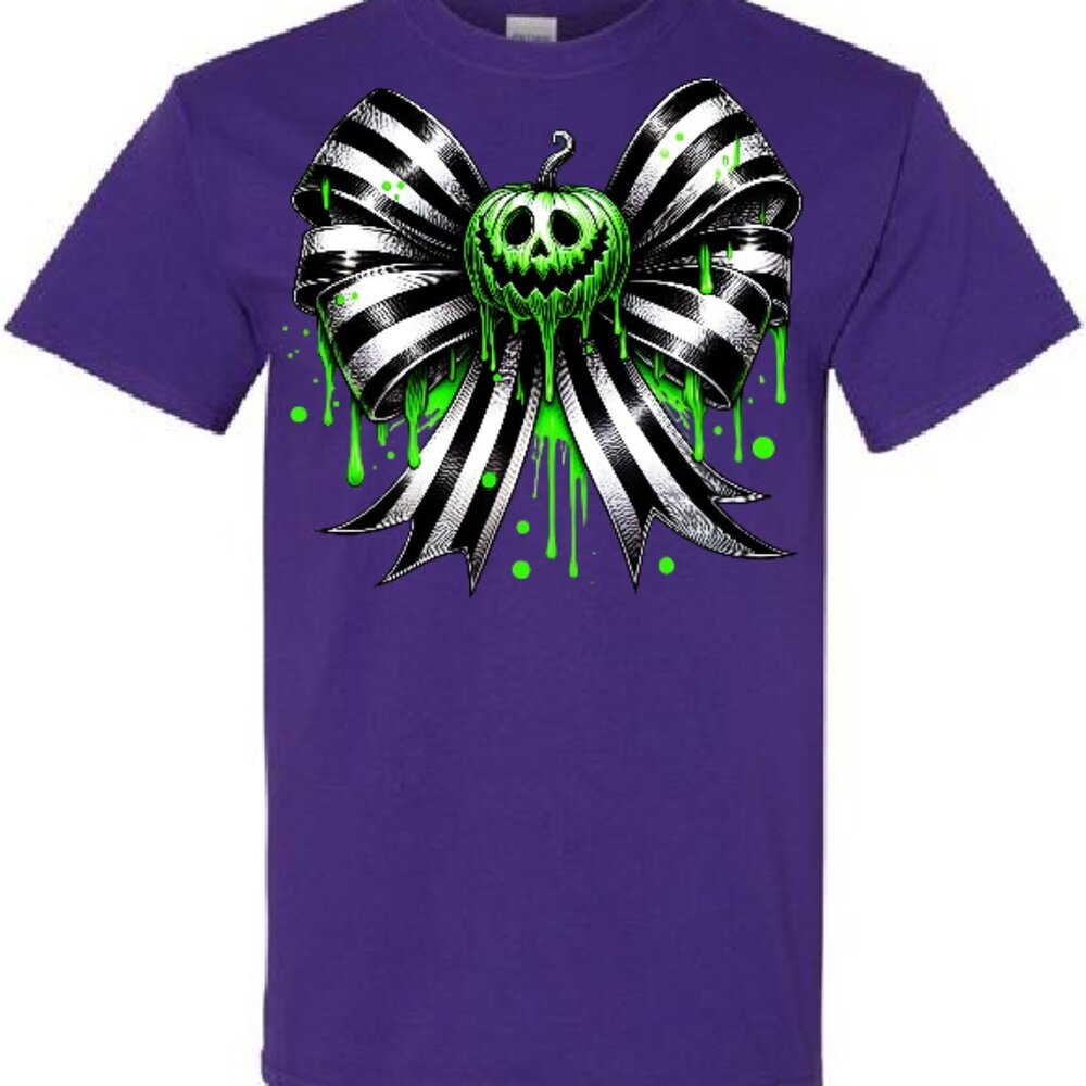 Pumpkin Stripe Bow Graphic Tee - Picture 2 of 2